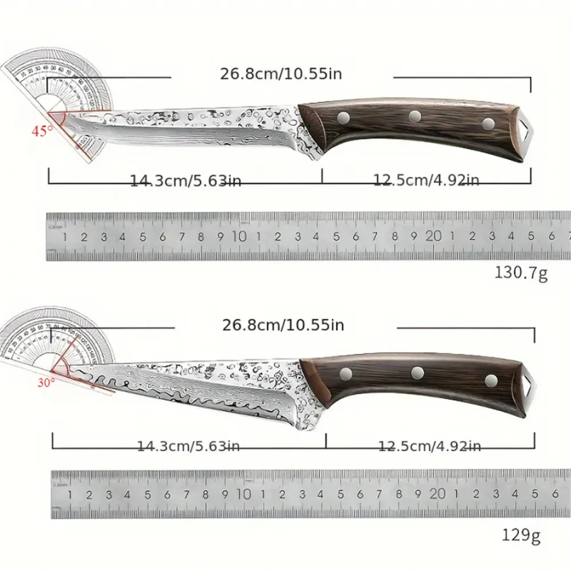 "2Pcs Damascus Steel Fillet & Boning Knives – Wooden Handle"