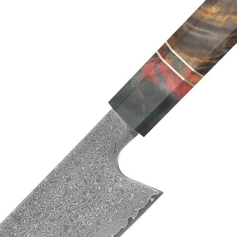 "8'' VG10 Damascus Chef Knife – 67 Layers, Colored Wood Handle