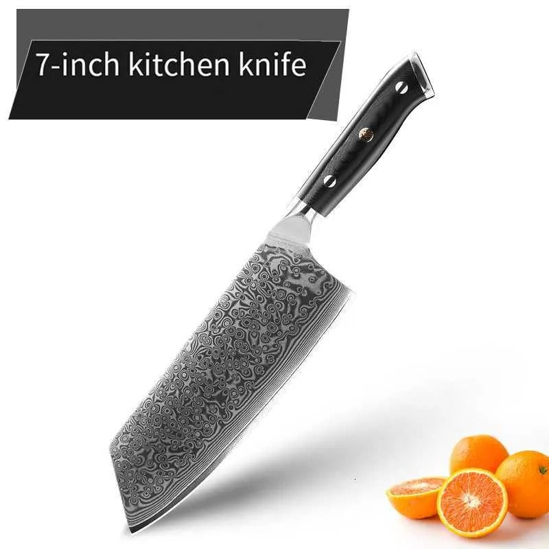 "Professional Damascus Steel Japanese Chef Knife – Ideal for Slicing, Sashimi, and Fruit Prep