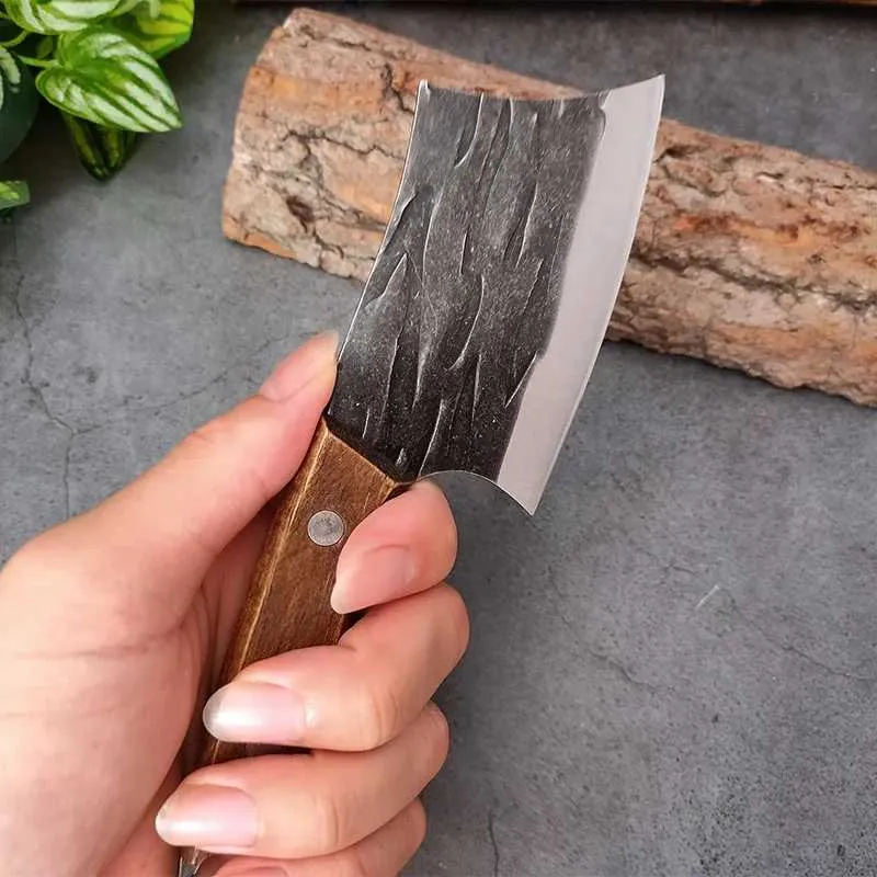 Forged Small Kitchen Cleaver – Wooden Handle Chef Knife for Vegetables & Fruits - Blades Knives™